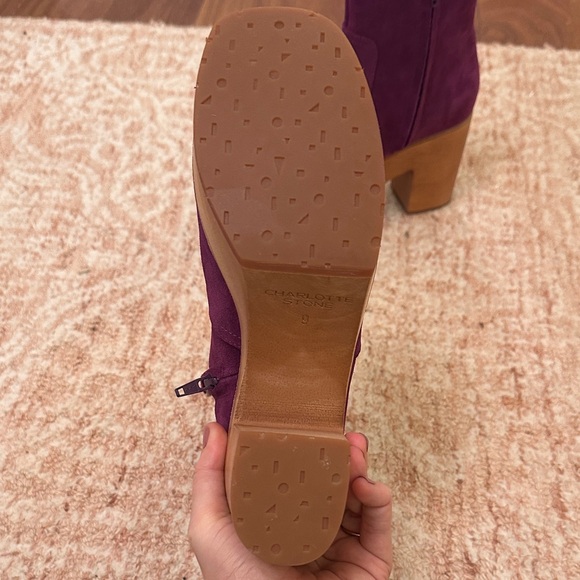 Charlotte Stone Purple Suede Ankle Platform Boots (Paz style) - Picture 6 of 7